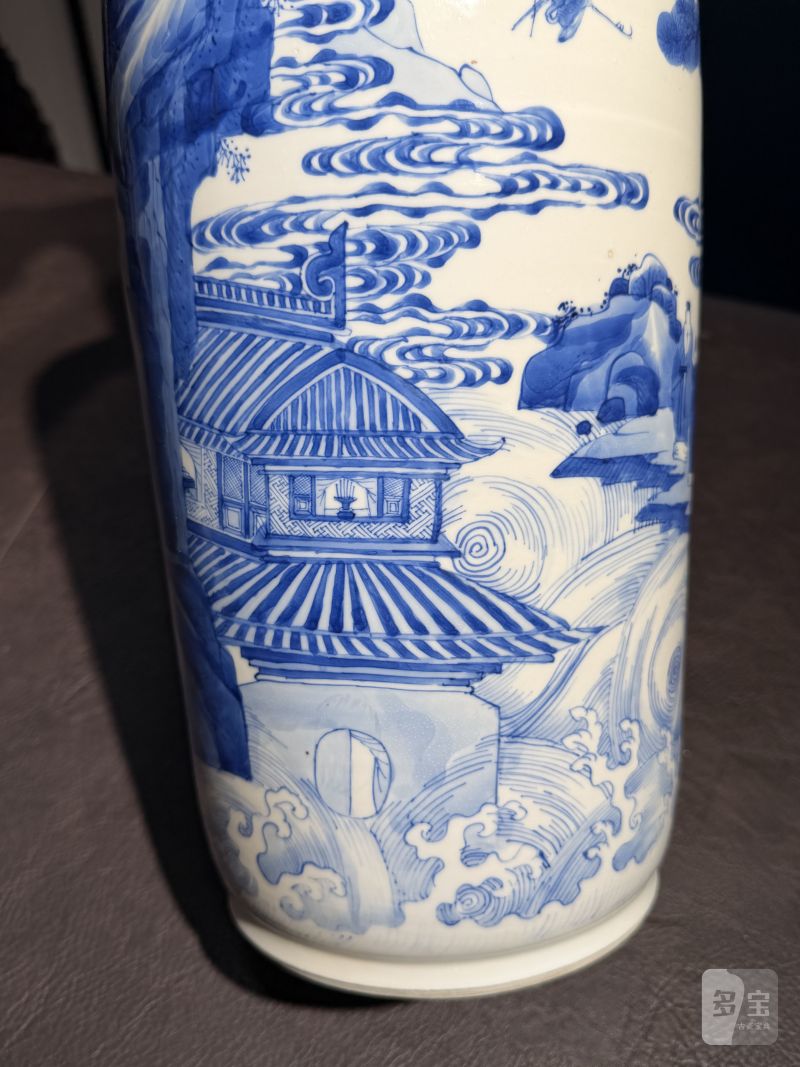 清康熙 青花“海屋添筹”图棒槌瓶 - 图7
